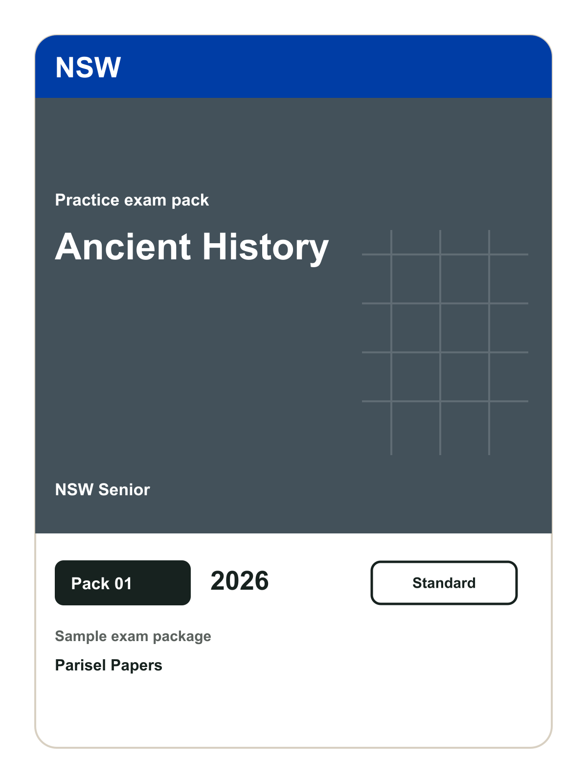 NSW Senior Ancient History practice pack 01 cover (2026)