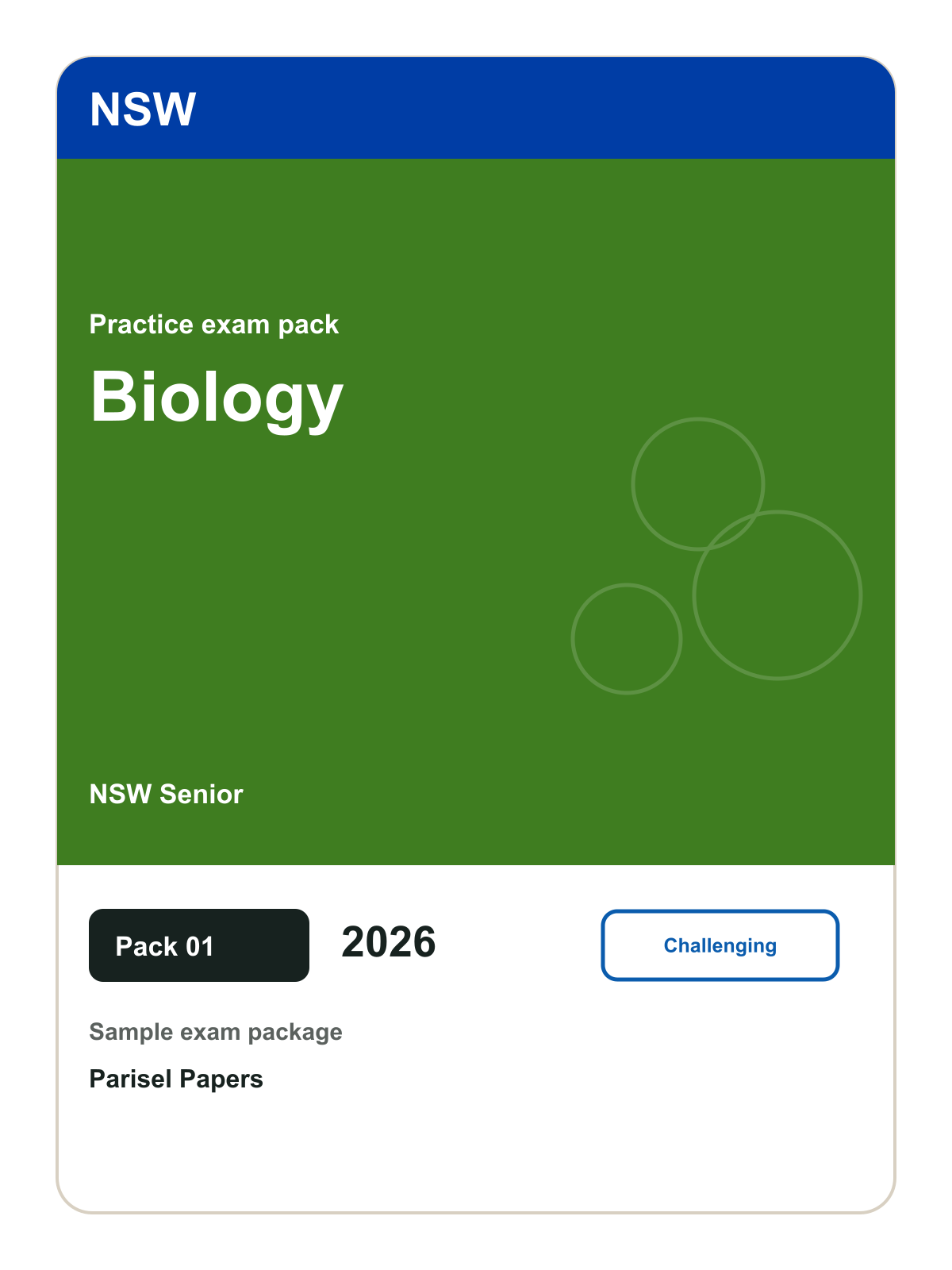 NSW Senior Biology practice pack 01 cover (2026)