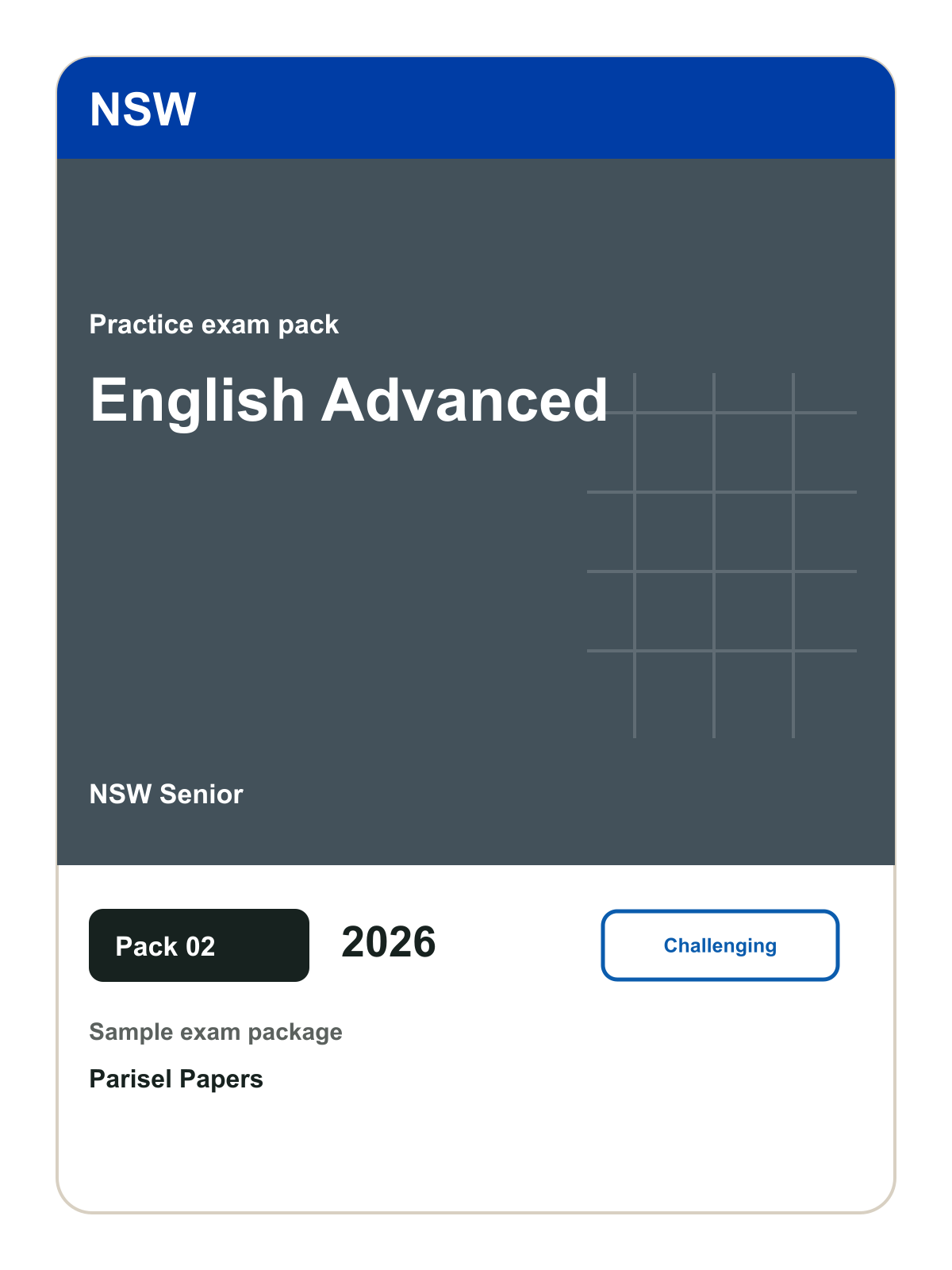 NSW Senior English Advanced practice pack 02 cover (2026)