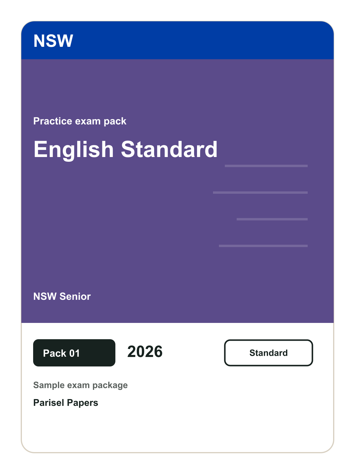 NSW Senior English Standard practice pack 01 cover (2026)
