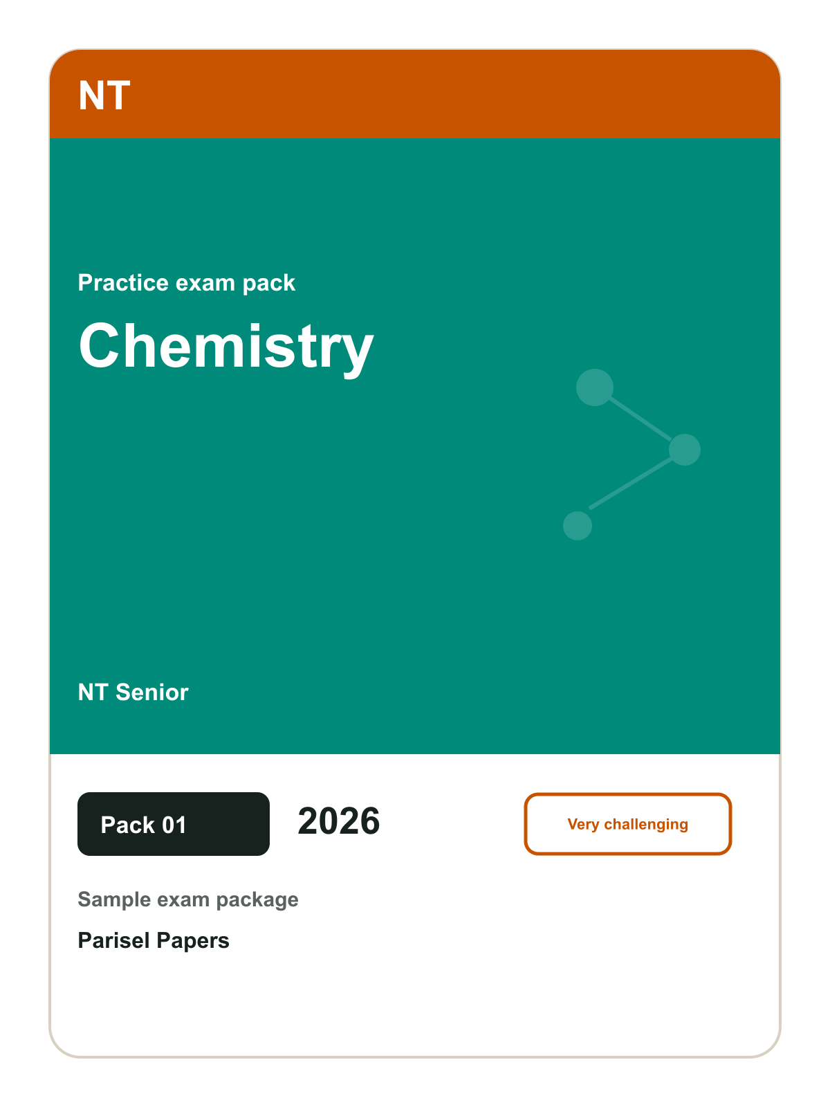NT Senior Chemistry practice pack 01 cover (2026)