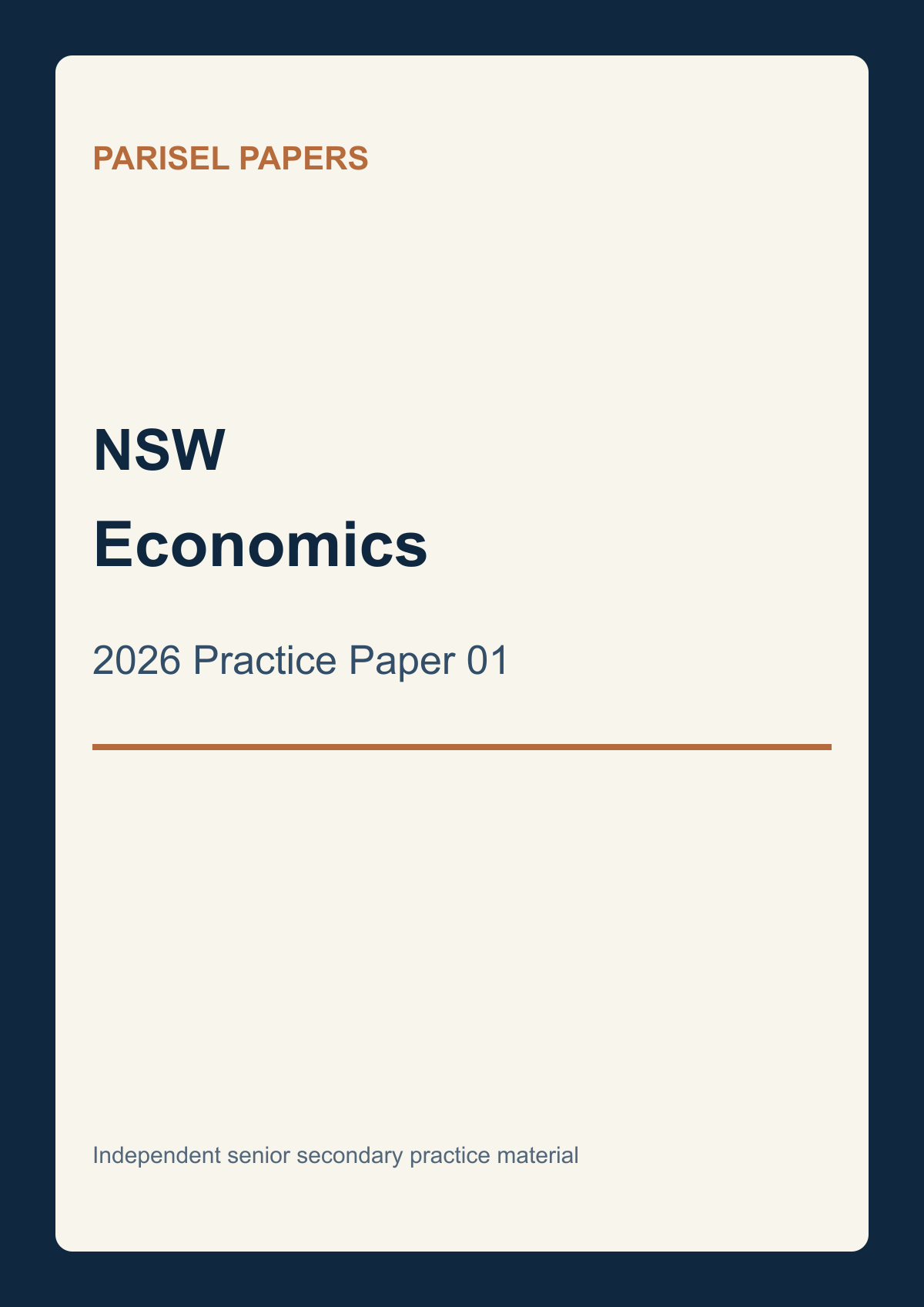 NSW Economics 2026 Practice Paper 01 cover