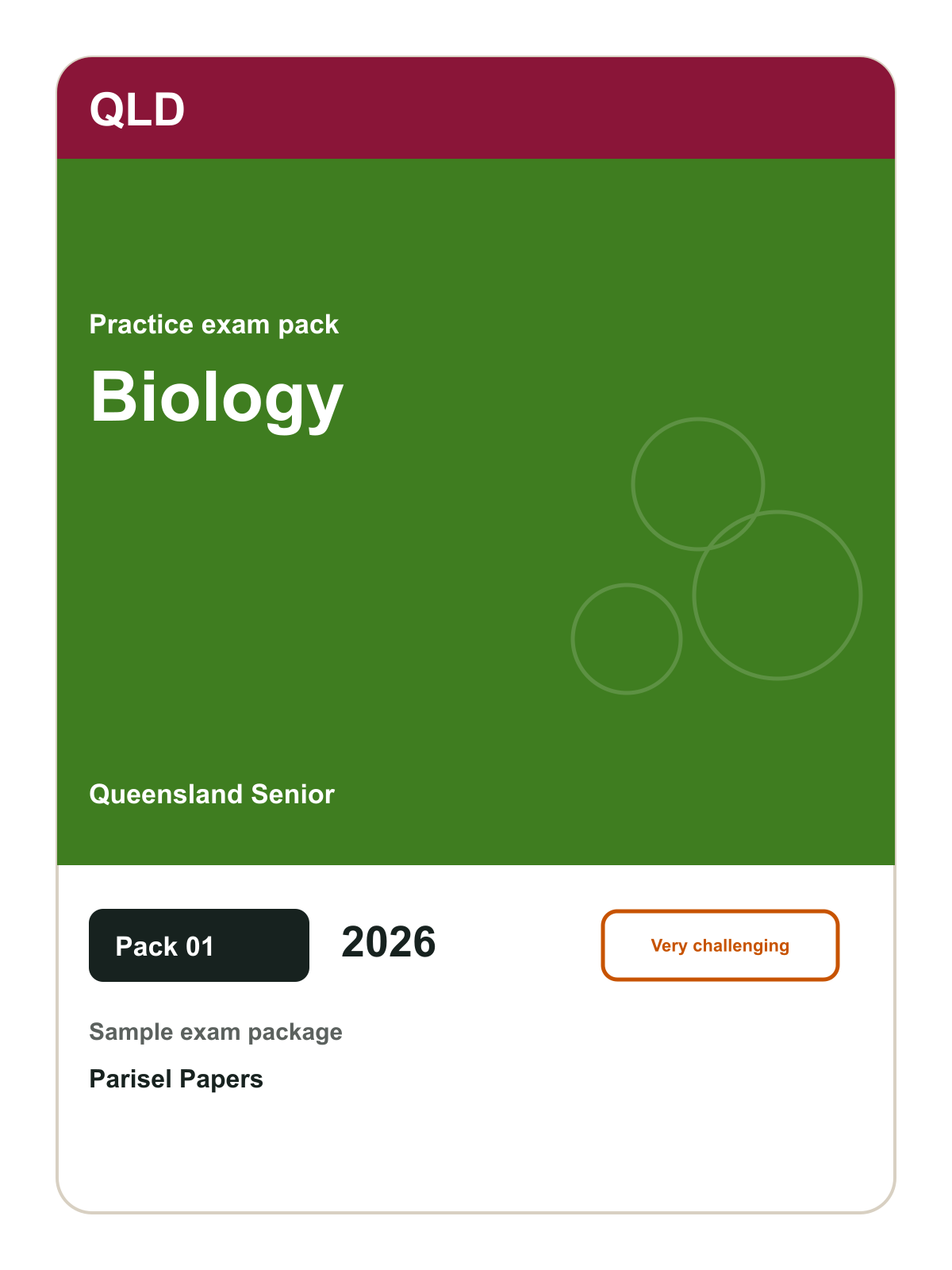 Queensland Senior Biology practice pack 01 cover (2026)