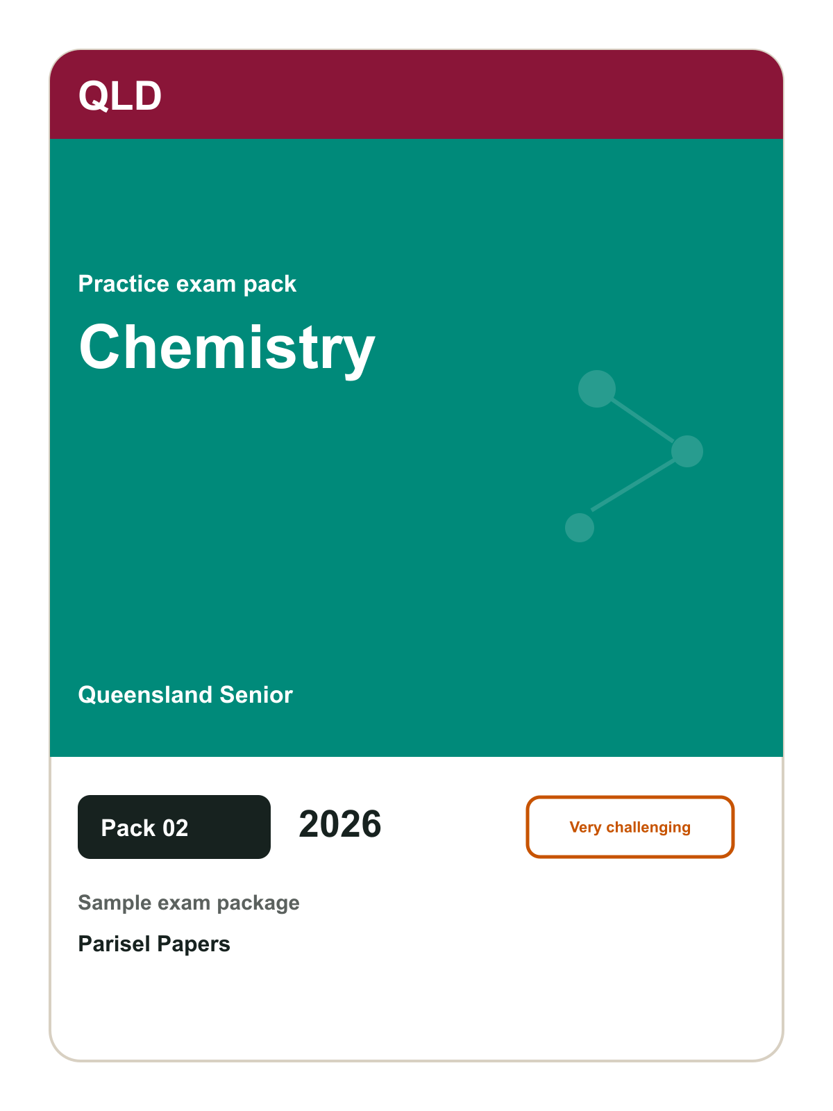 Queensland Senior Chemistry practice pack 02 cover (2026)
