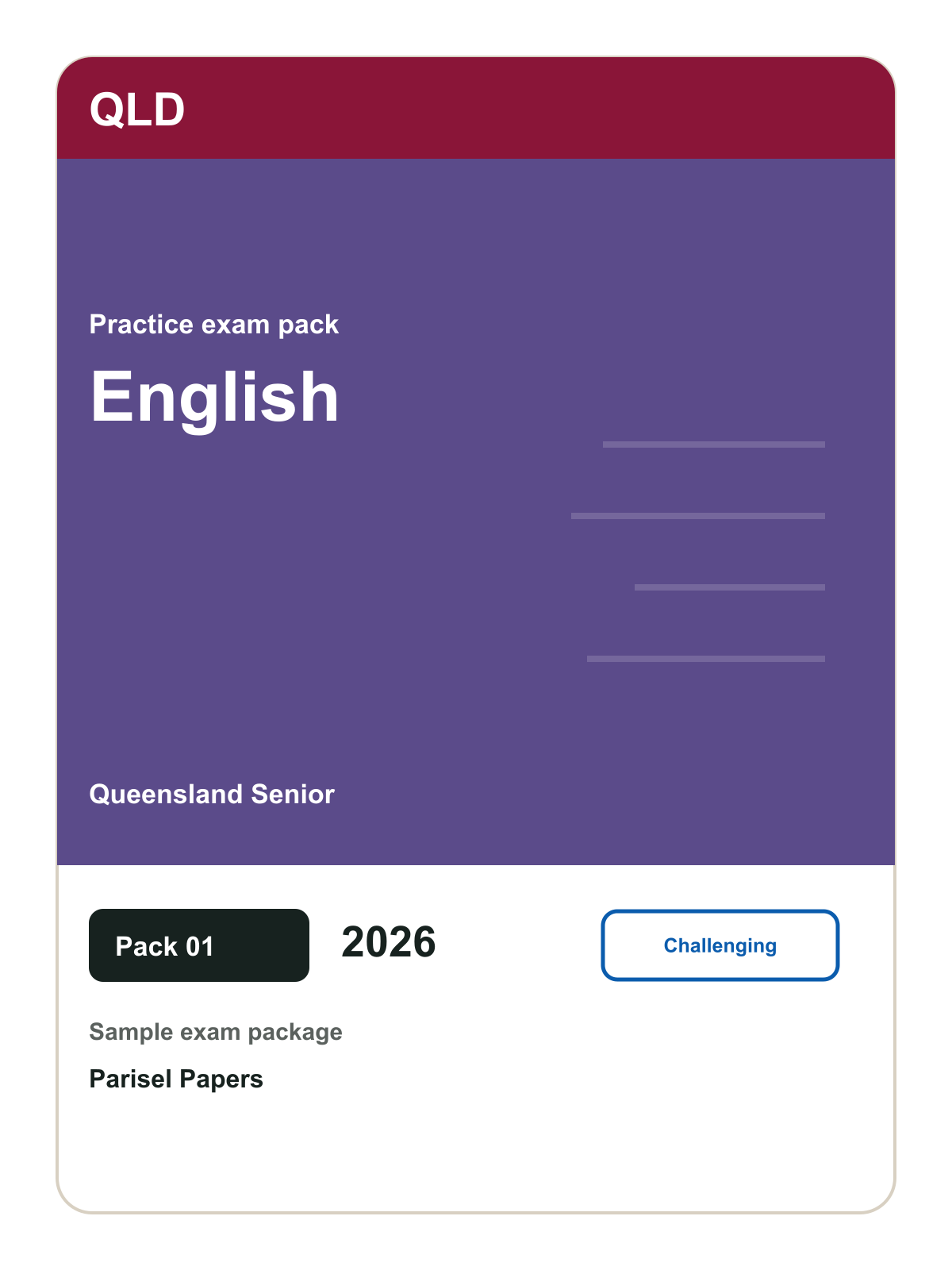 Queensland Senior English practice pack 01 cover (2026)