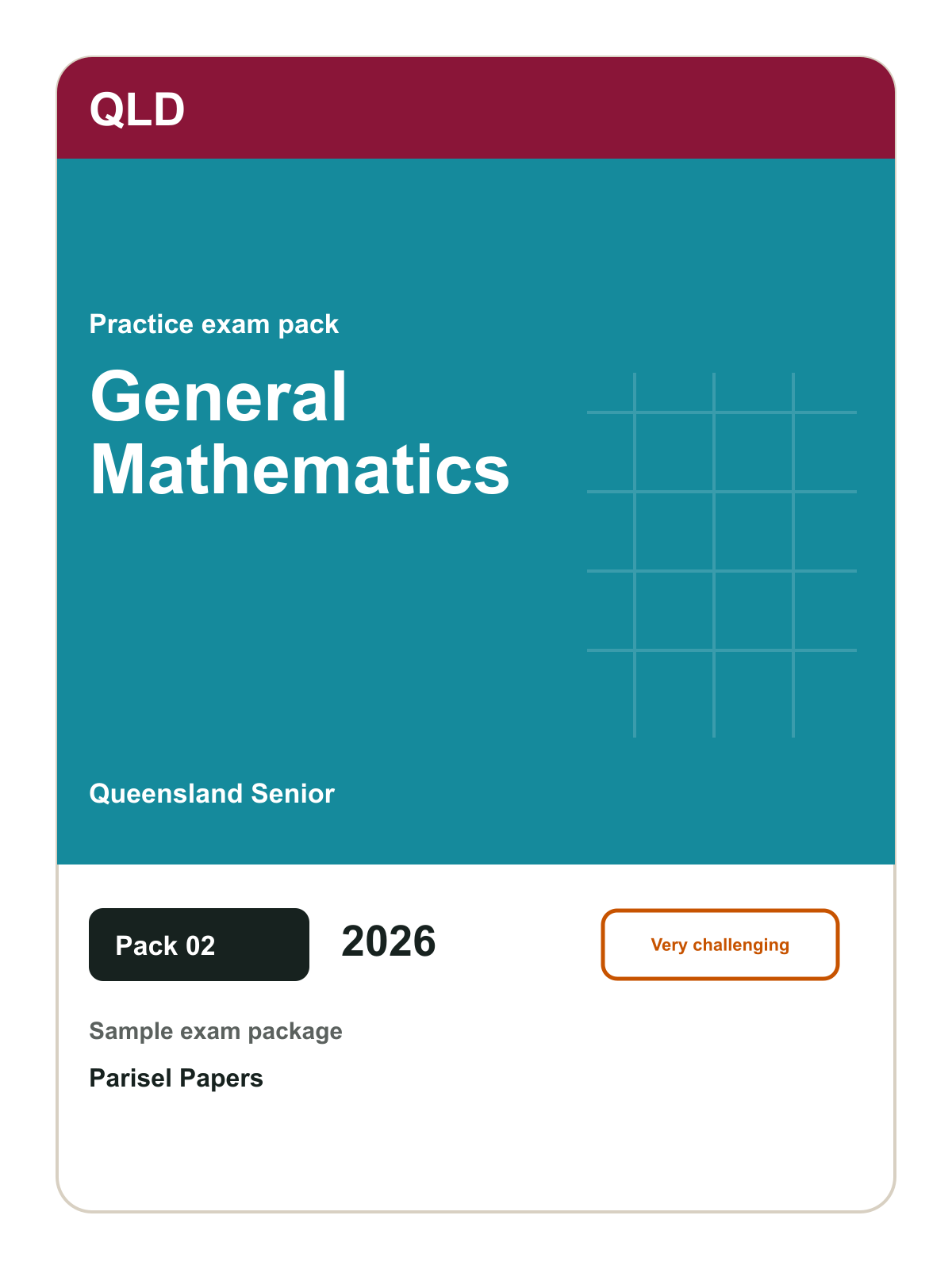 Queensland Senior General Mathematics practice pack 02 cover (2026)