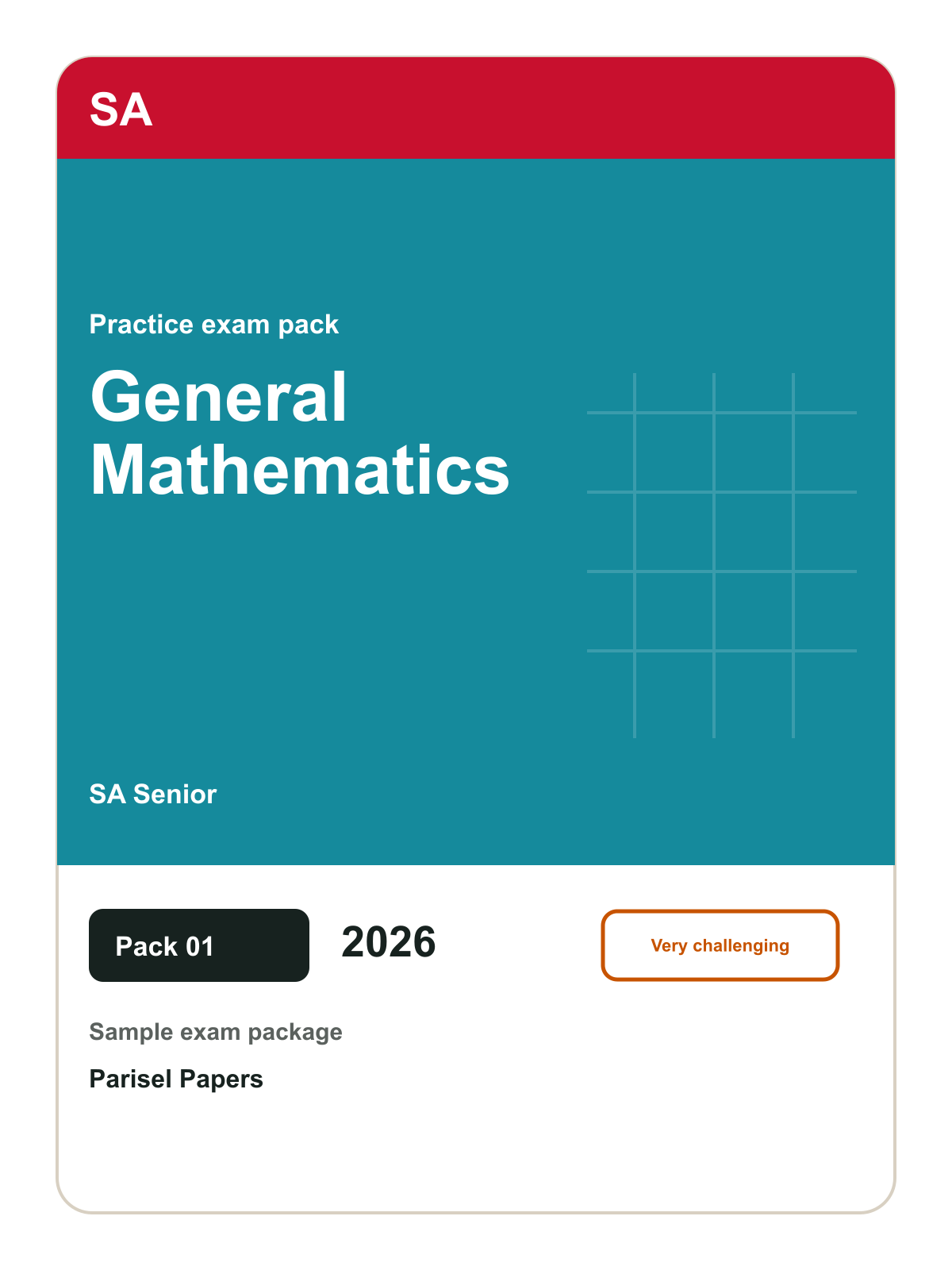 SA Senior General Mathematics practice pack 01 cover (2026)