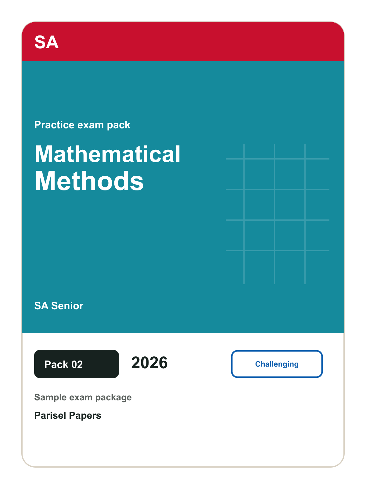 SA Senior Mathematical Methods practice pack 02 cover (2026)