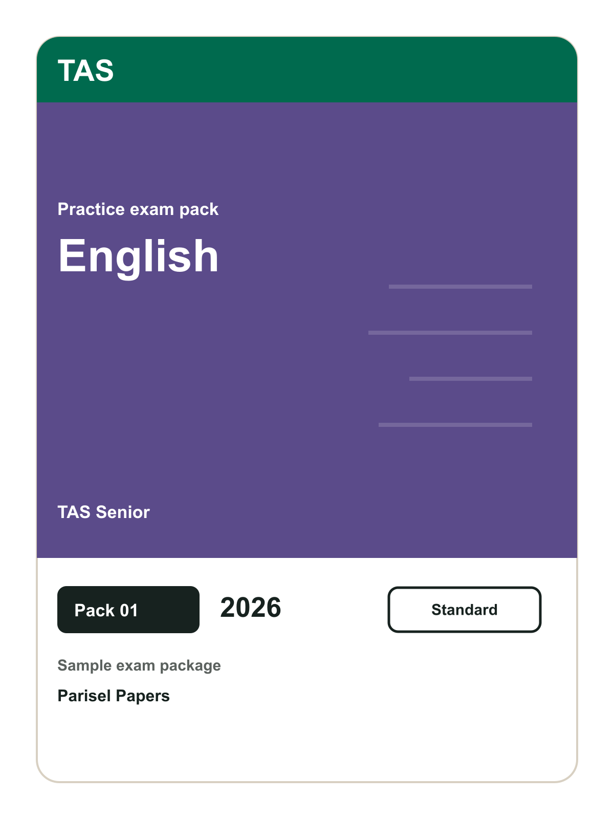 TAS Senior English practice pack 01 cover (2026)
