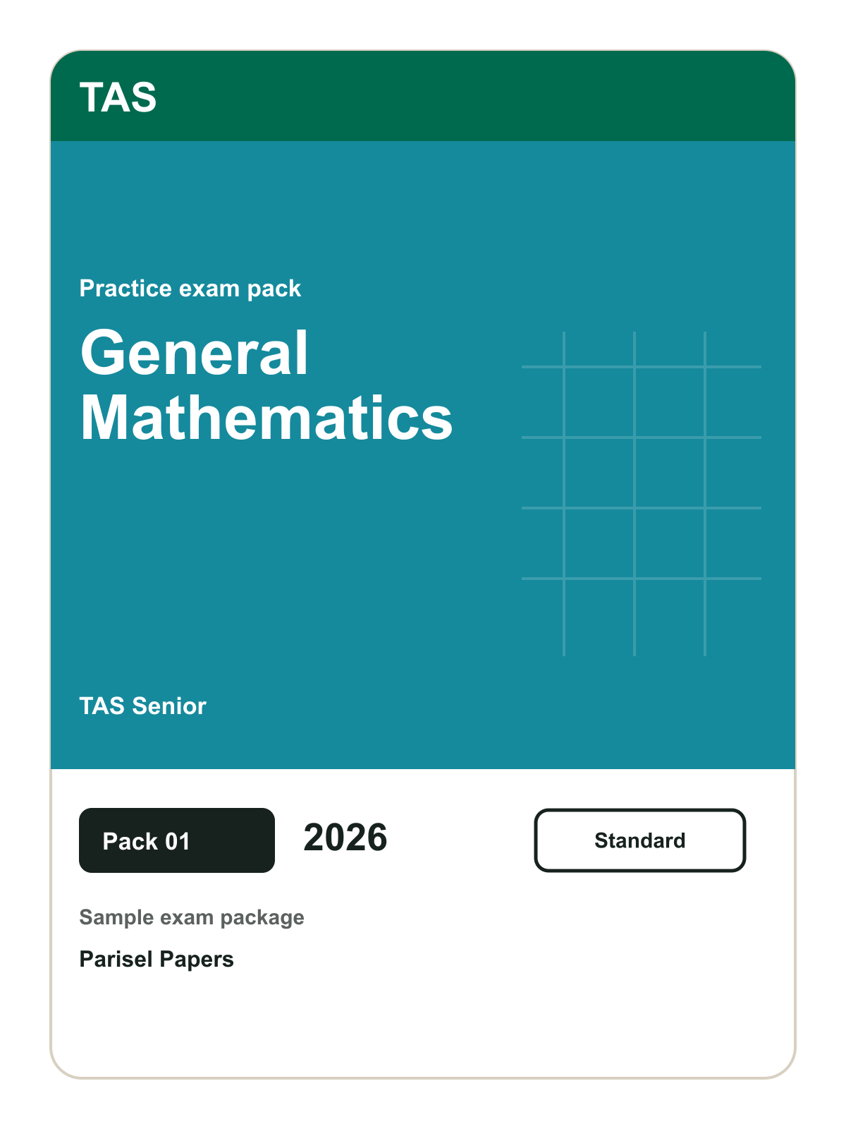 TAS Senior General Mathematics practice pack 01 cover (2026)