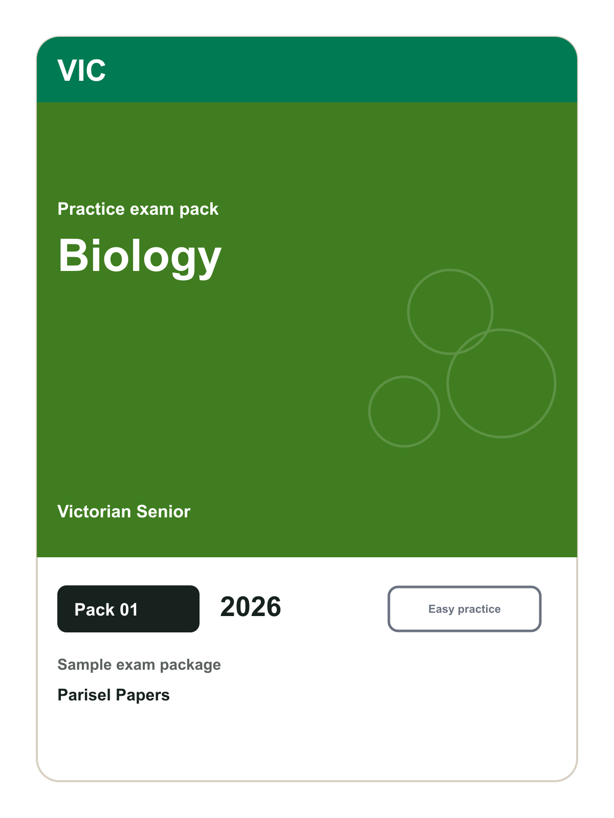 Victorian Senior Biology practice pack 01 cover (2026)