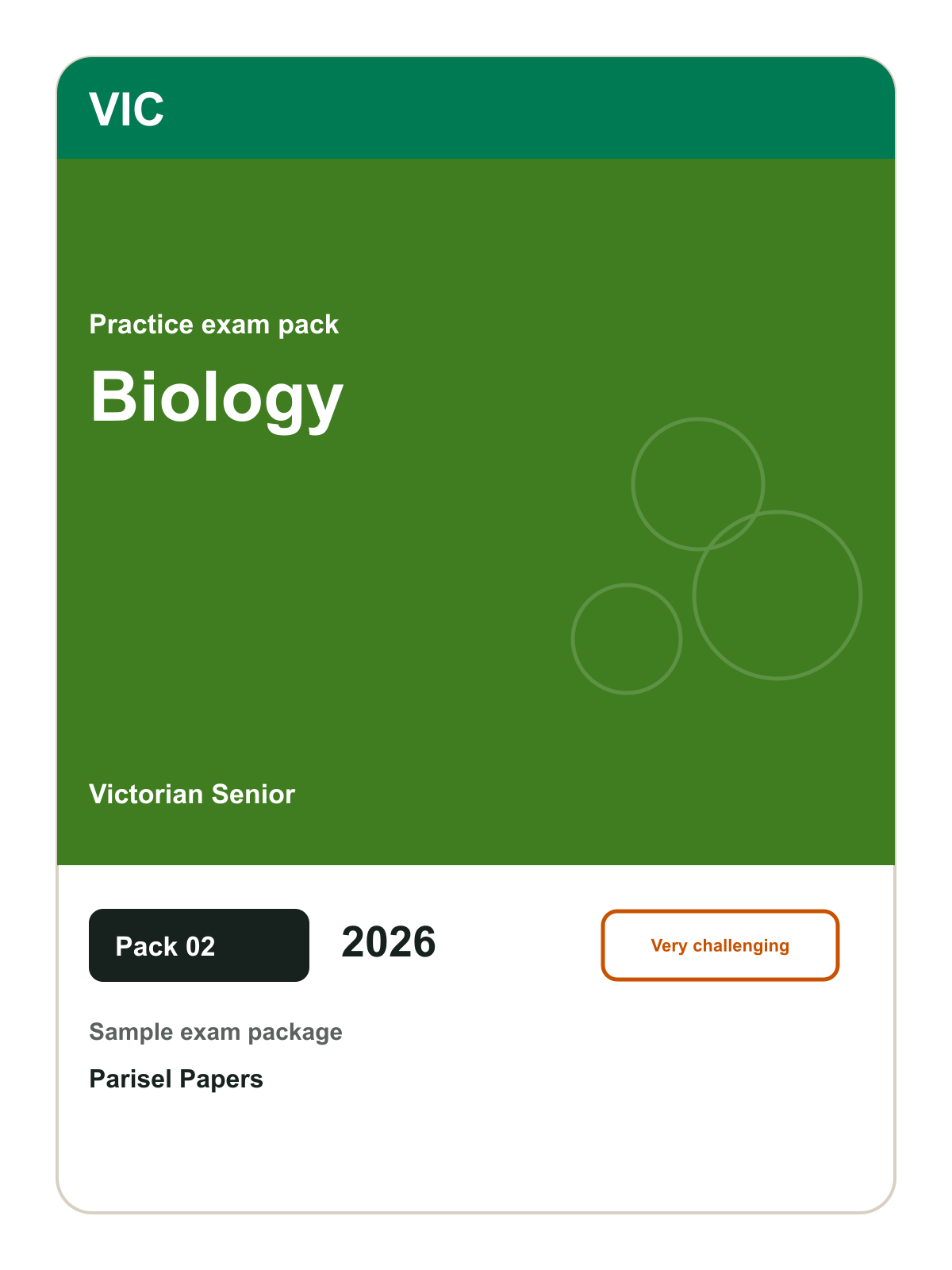 Victorian Senior Biology practice pack 02 cover (2026)