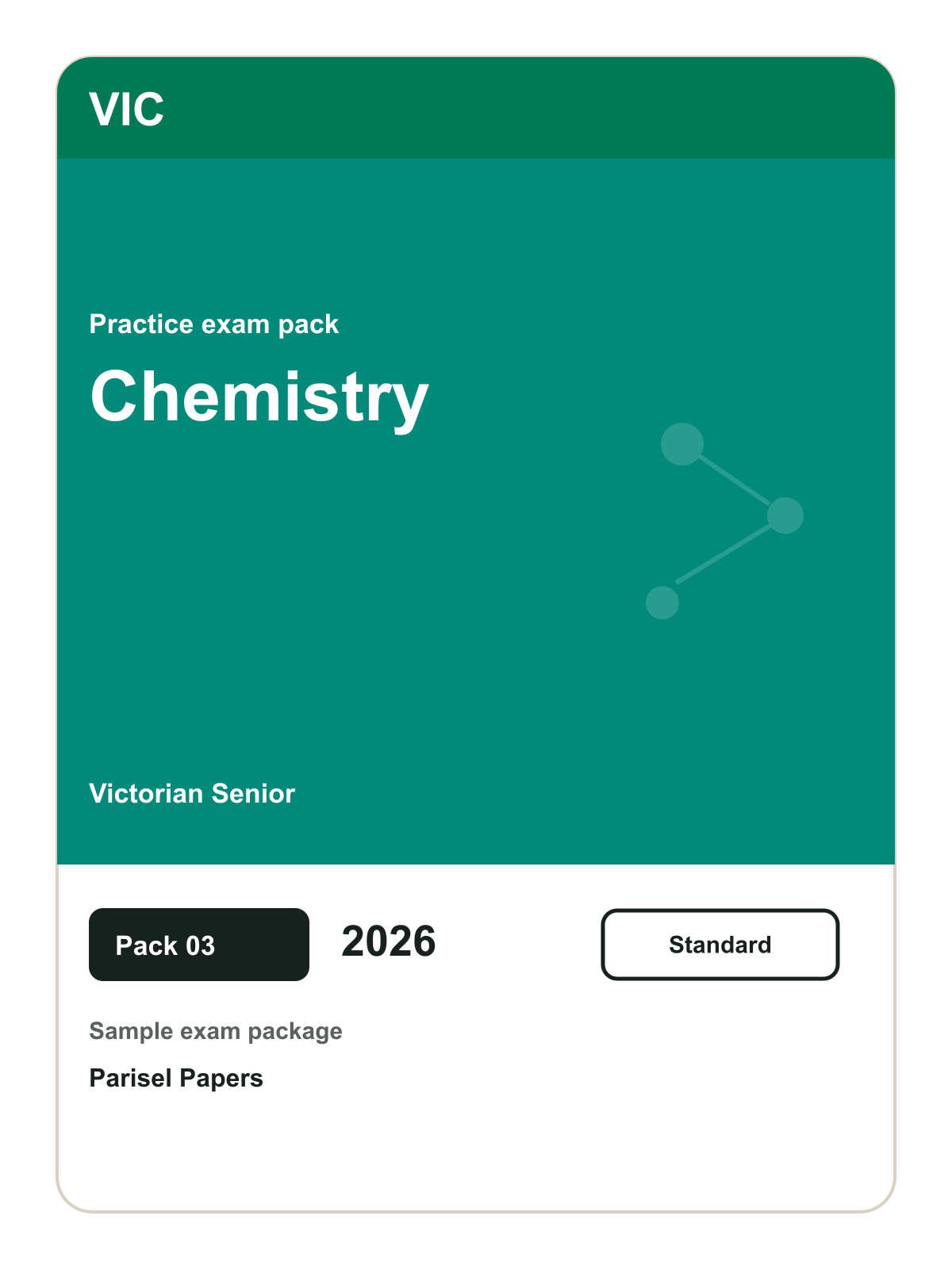Victorian Senior Chemistry practice pack 03 cover (2026)
