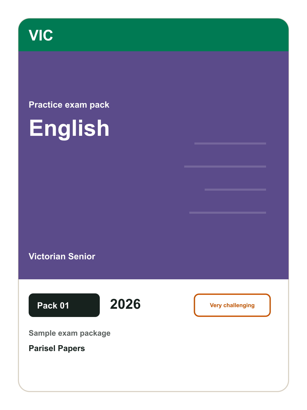 Victorian Senior English practice pack 01 cover (2026)