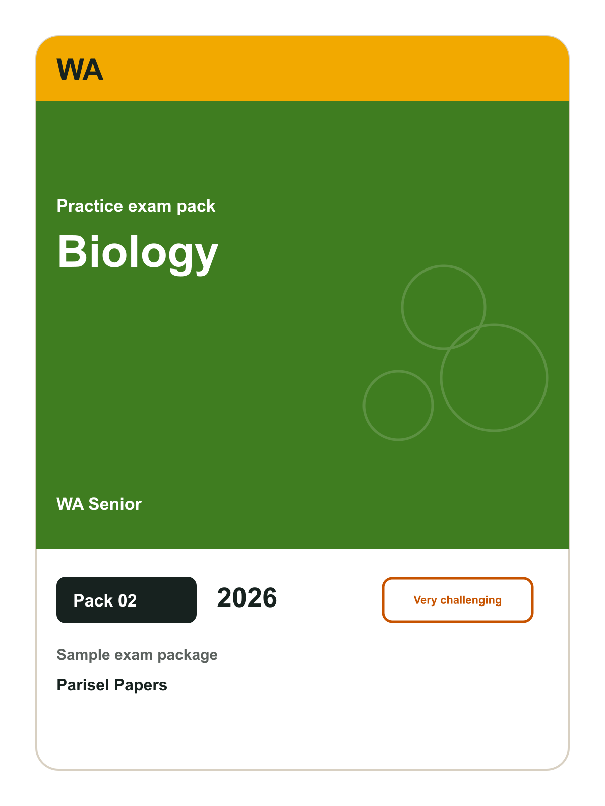 WA Senior Biology practice pack 02 cover (2026)