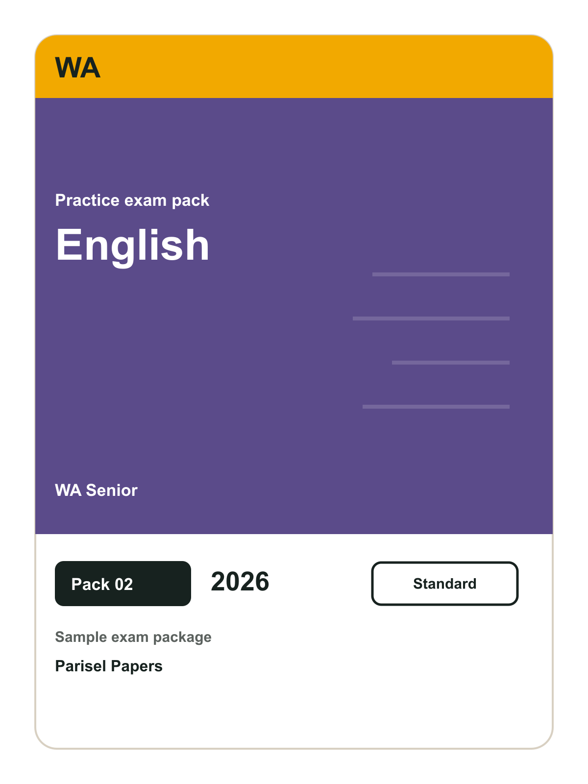 WA Senior English practice pack 02 cover (2026)