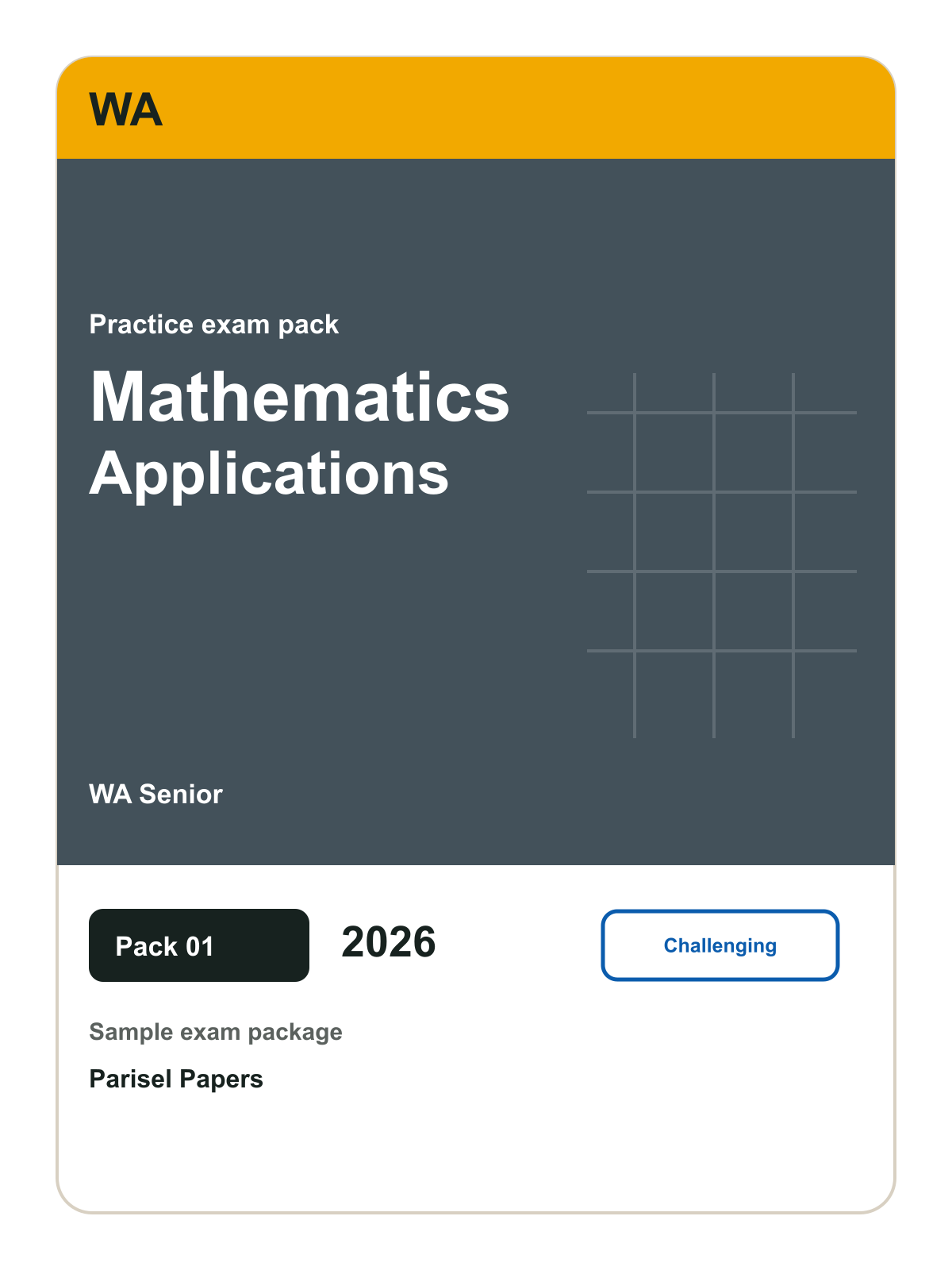 WA Senior Mathematics Applications practice pack 01 cover (2026)