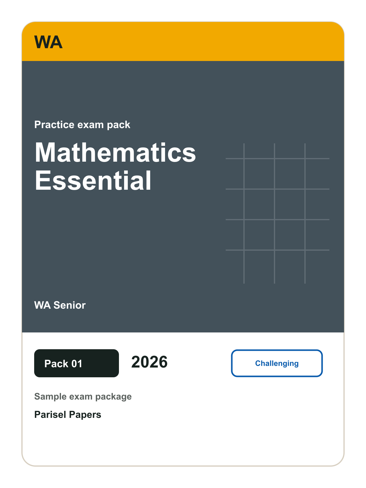 WA Senior Mathematics Essential practice pack 01 cover (2026)