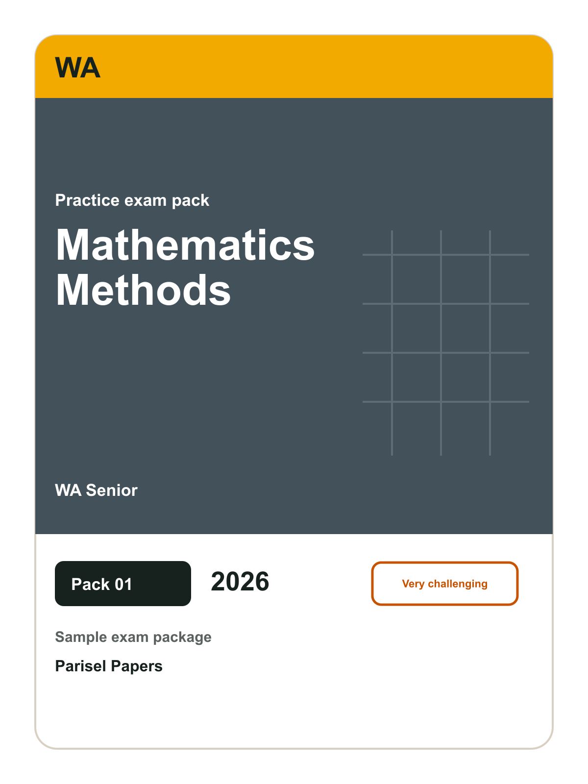 WA Senior Mathematics Methods practice pack 01 cover (2026)