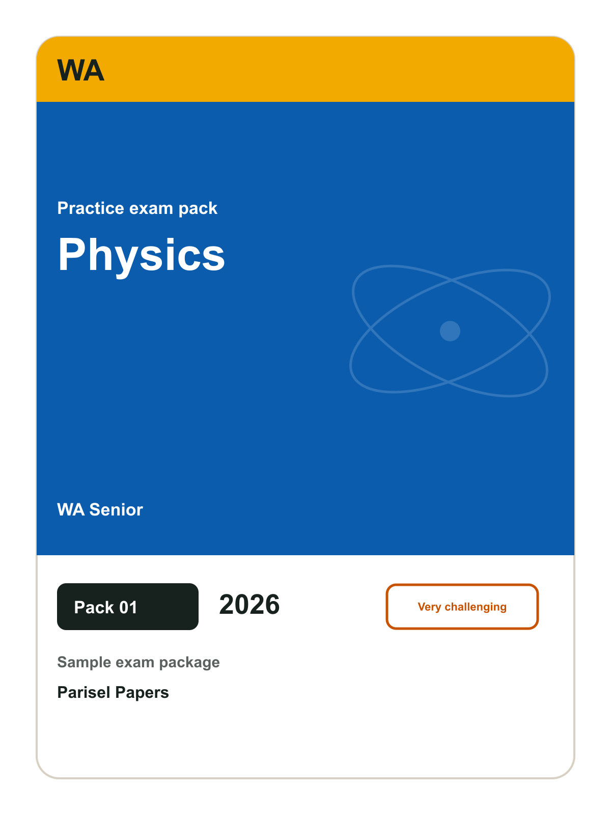 WA Senior Physics practice pack 01 cover (2026)